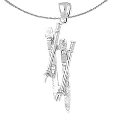 10K, 14K or 18K Gold 3D Set Of Skis Pendant