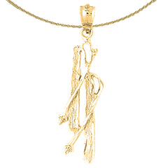 14K or 18K Gold Set Of Skis Pendant