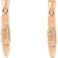 14K or 18K Gold 23mm 3D Skis Earrings