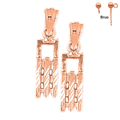 14K or 18K Gold 3D Snow Sled Earrings