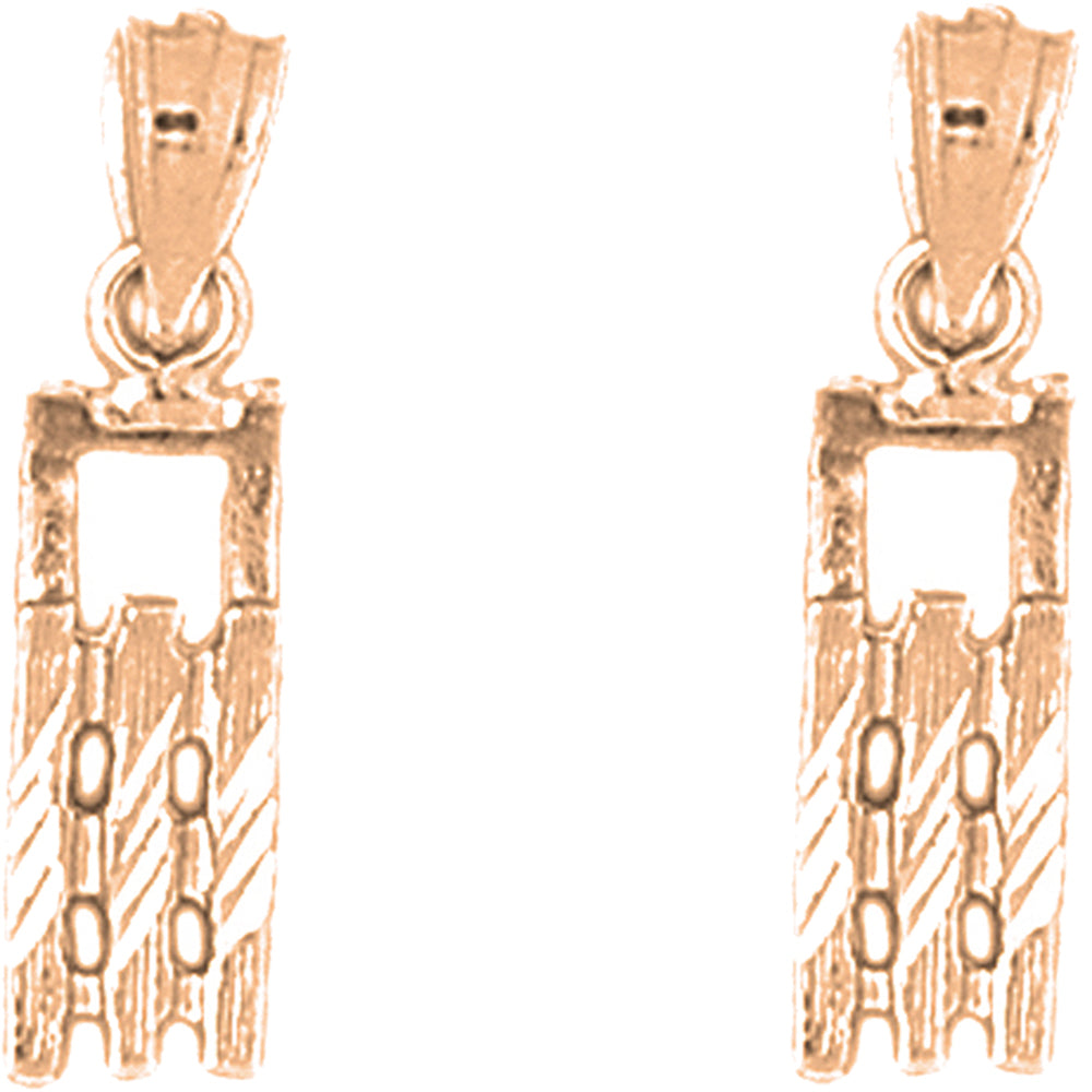 14K or 18K Gold 23mm 3D Snow Sled Earrings