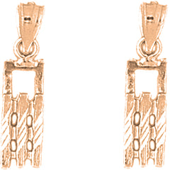 14K or 18K Gold 23mm 3D Snow Sled Earrings