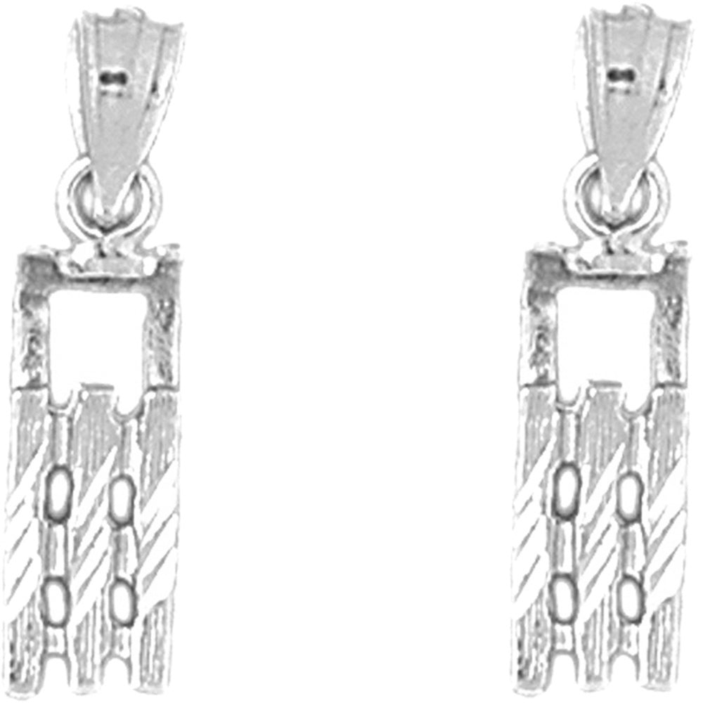 Sterling Silver 23mm 3D Snow Sled Earrings