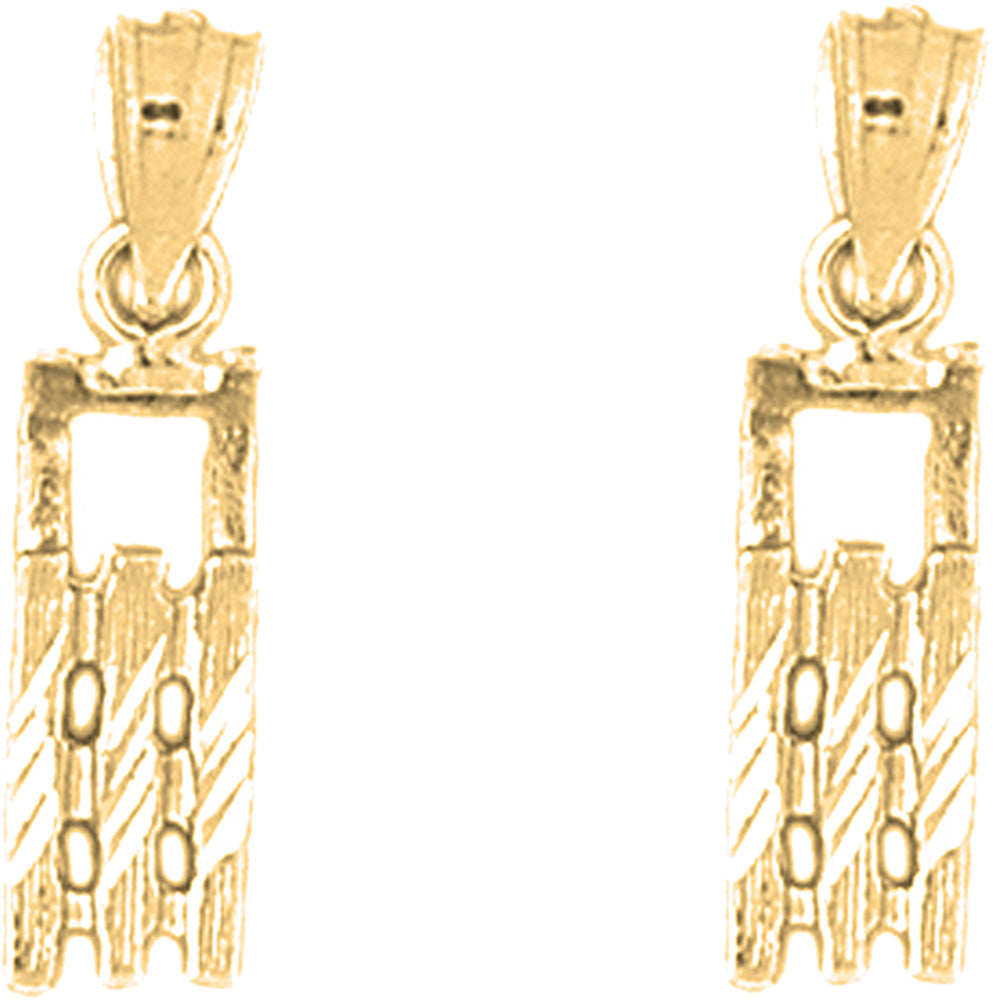 14K or 18K Gold 23mm 3D Snow Sled Earrings