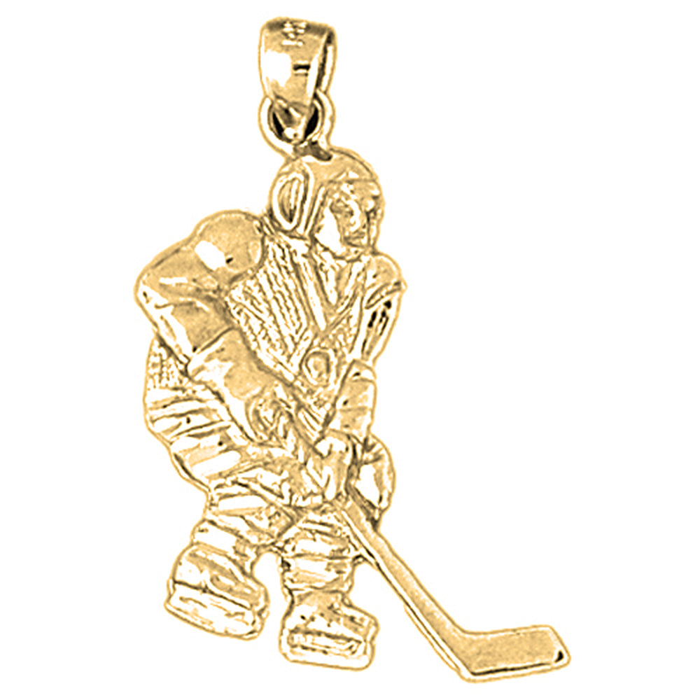 10K, 14K or 18K Gold Hockey Player Pendant