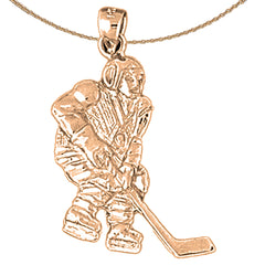 10K, 14K or 18K Gold Hockey Player Pendant