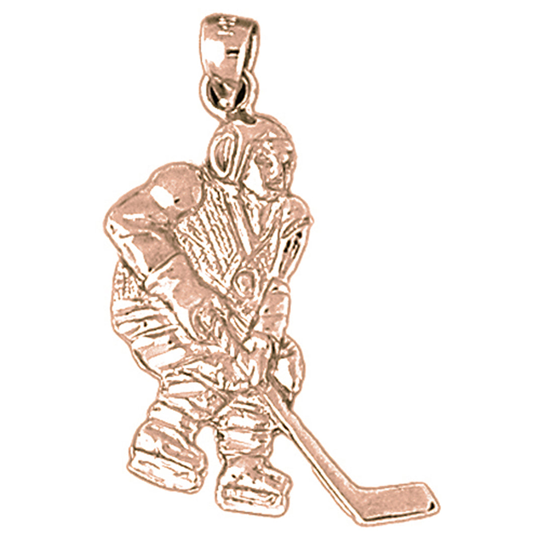 10K, 14K or 18K Gold Hockey Player Pendant