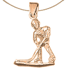 10K, 14K or 18K Gold 3D Hockey Player Pendant
