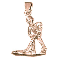10K, 14K or 18K Gold 3D Hockey Player Pendant