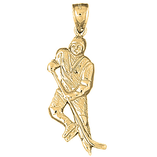 10K, 14K or 18K Gold Hockey Player Pendant