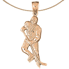 10K, 14K or 18K Gold Hockey Player Pendant