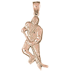 10K, 14K or 18K Gold Hockey Player Pendant