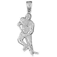 10K, 14K or 18K Gold Hockey Player Pendant
