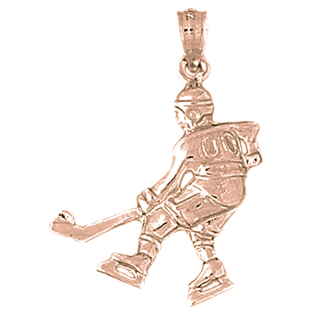 10K, 14K or 18K Gold Hockey Player Pendant