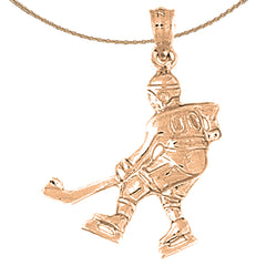 10K, 14K or 18K Gold Hockey Player Pendant
