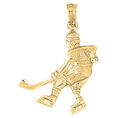 10K, 14K or 18K Gold Hockey Player Pendant