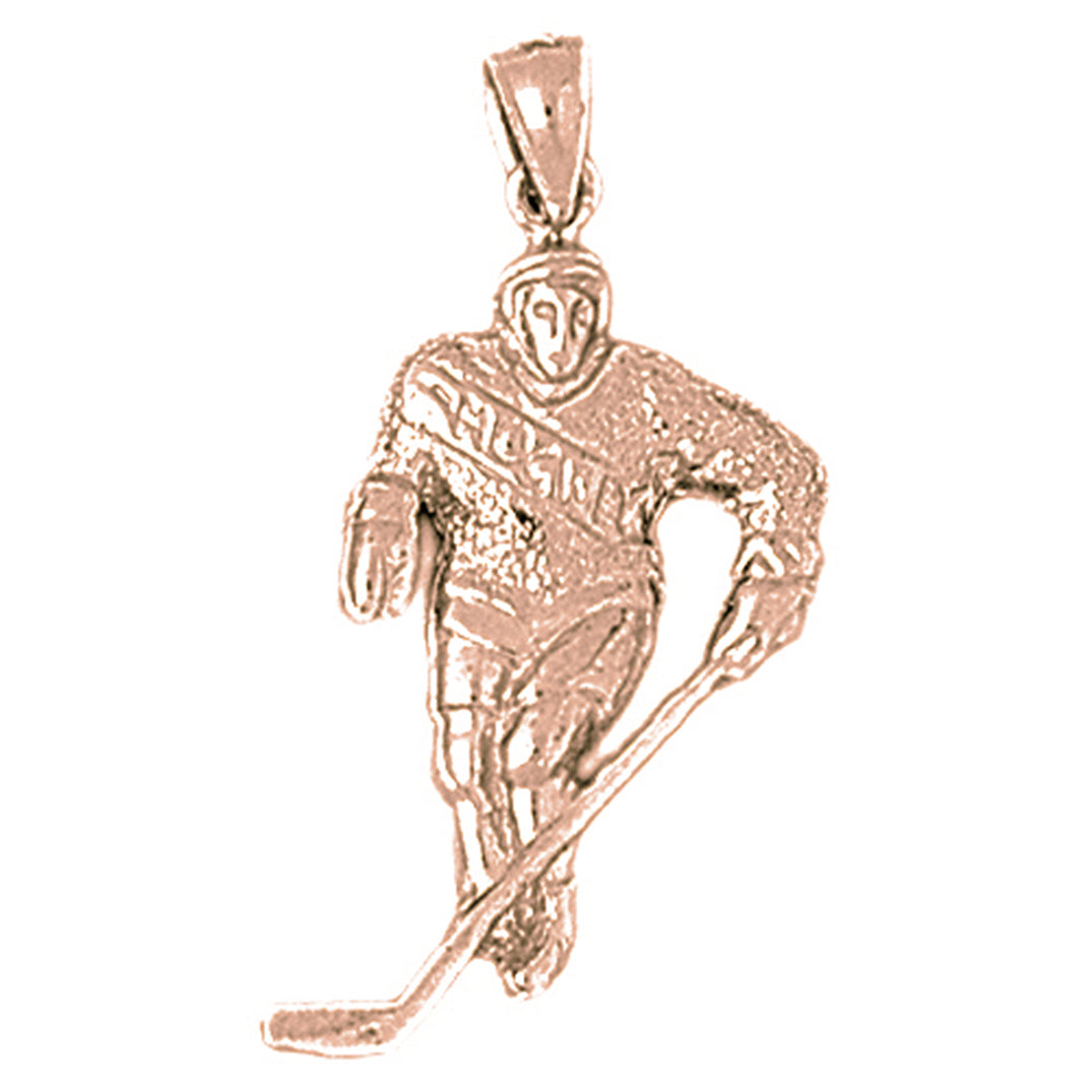 10K, 14K or 18K Gold Hockey Player Pendant