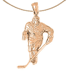 10K, 14K or 18K Gold Hockey Player Pendant