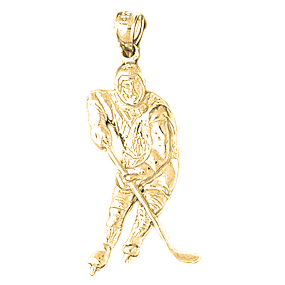 10K, 14K or 18K Gold Hockey Player Pendant
