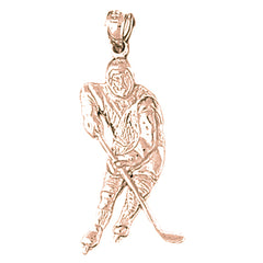 10K, 14K or 18K Gold Hockey Player Pendant