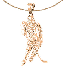 10K, 14K or 18K Gold Hockey Player Pendant