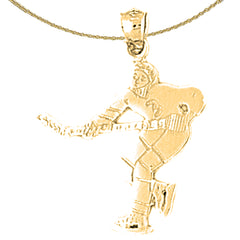 14K or 18K Gold Hockey Player Pendant