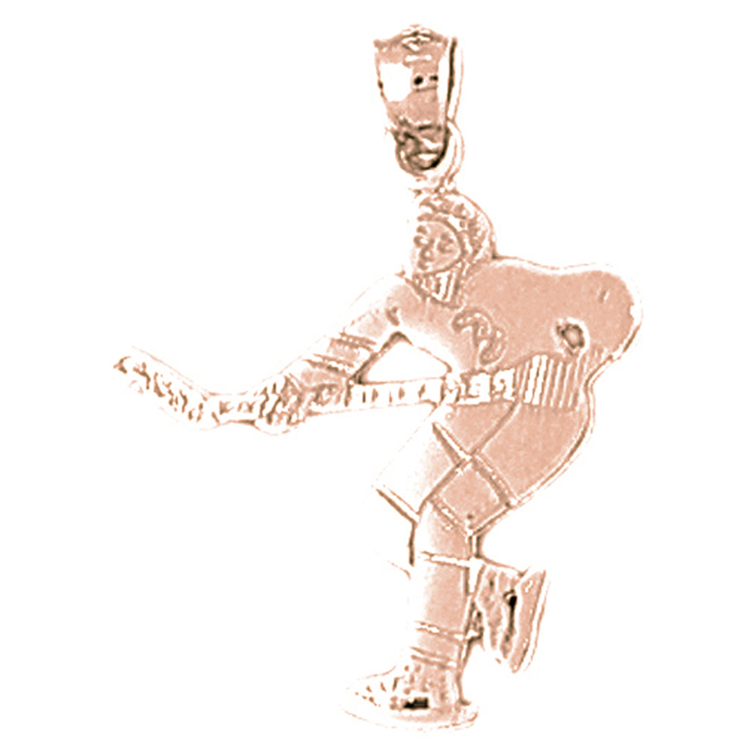 14K or 18K Gold Hockey Player Pendant