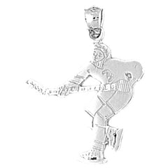 14K or 18K Gold Hockey Player Pendant