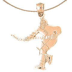 14K or 18K Gold Hockey Player Pendant