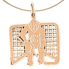 14K or 18K Gold Hockey Player Goalie Pendant