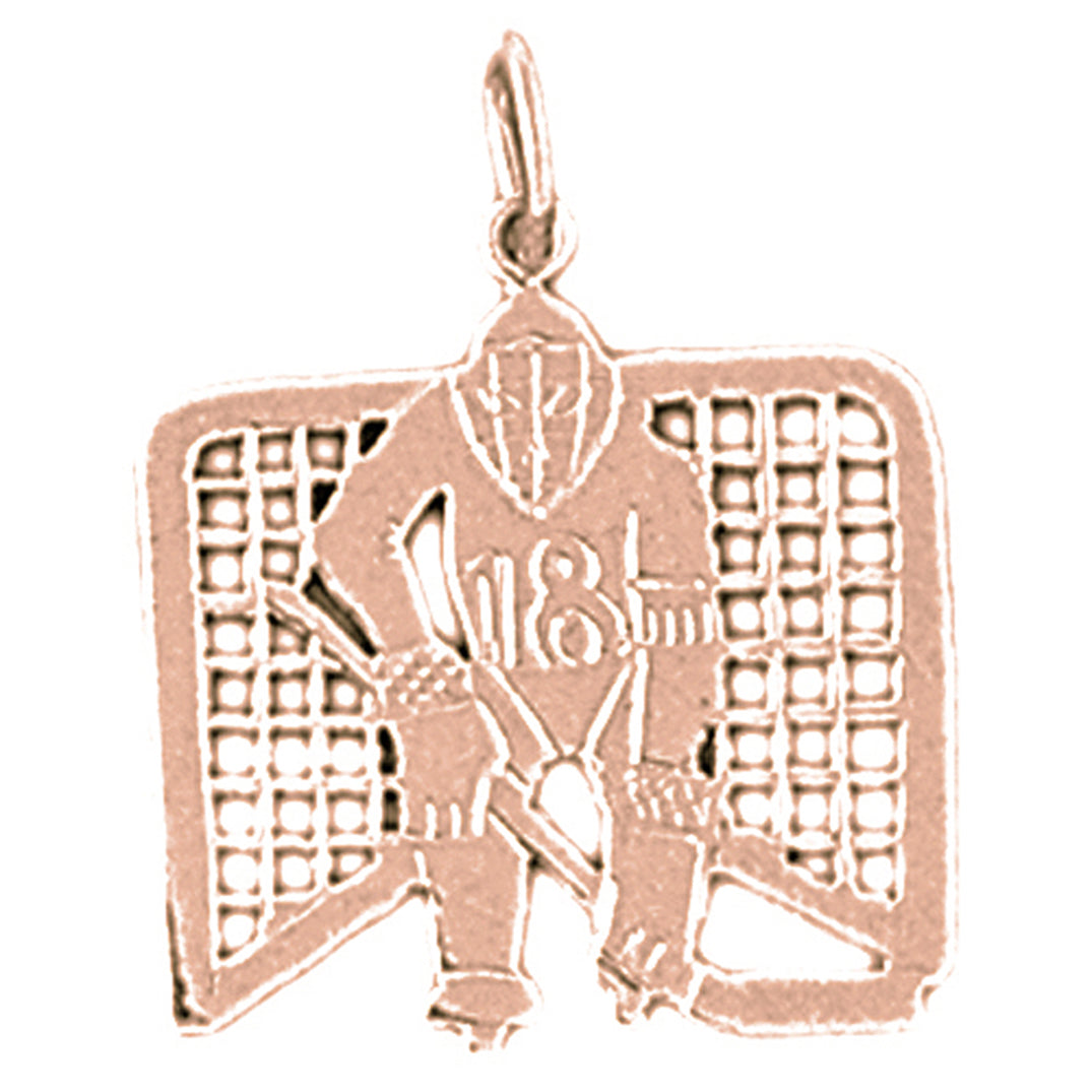 14K or 18K Gold Hockey Player Goalie Pendant