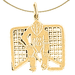 14K or 18K Gold Hockey Player Goalie Pendant