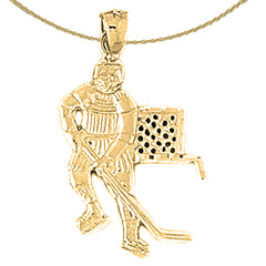14K or 18K Gold Hockey Player Pendant