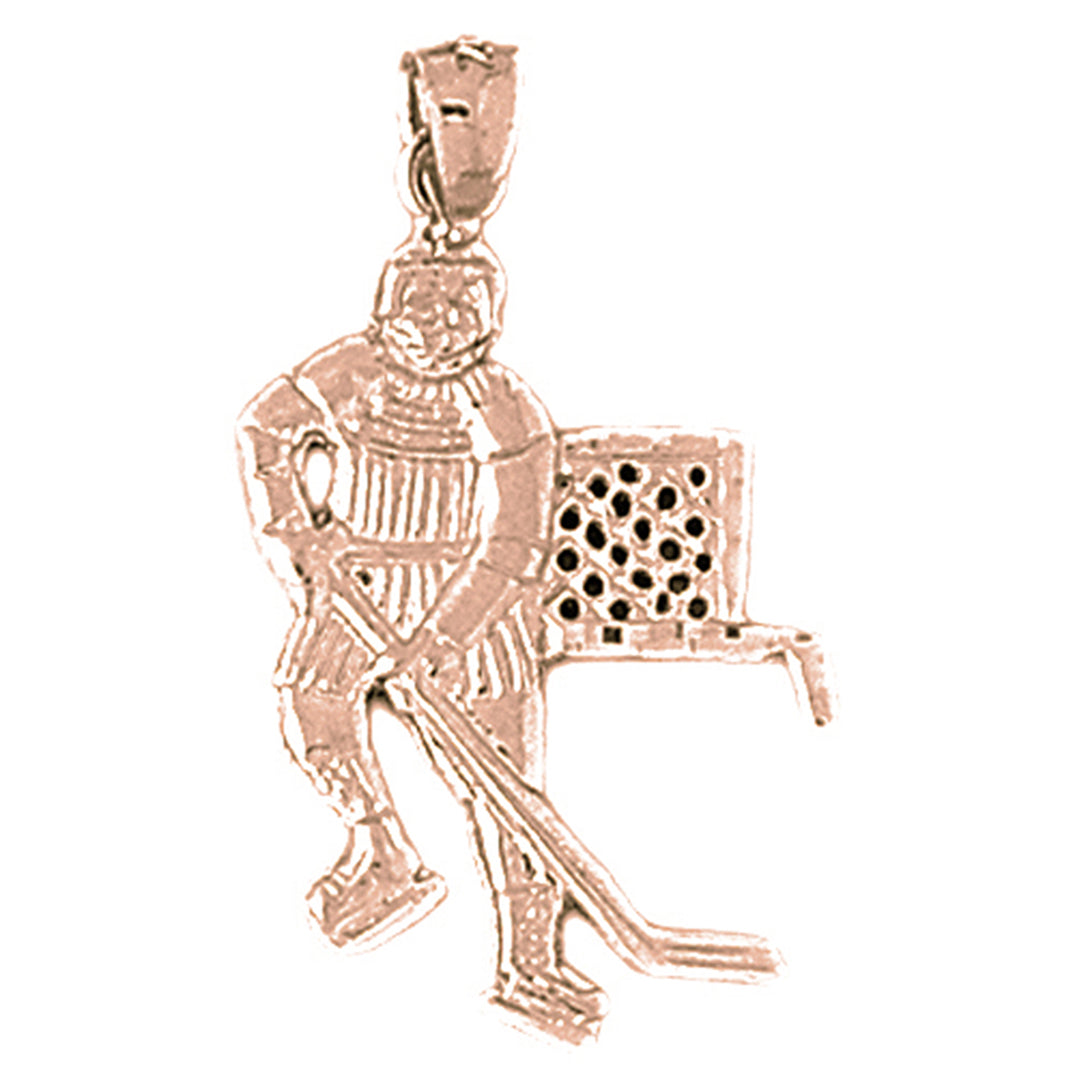 14K or 18K Gold Hockey Player Pendant