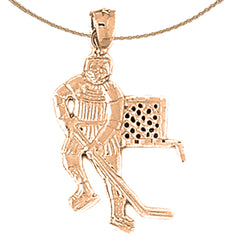 14K or 18K Gold Hockey Player Pendant