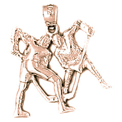 10K, 14K or 18K Gold Hockey Player Pendant