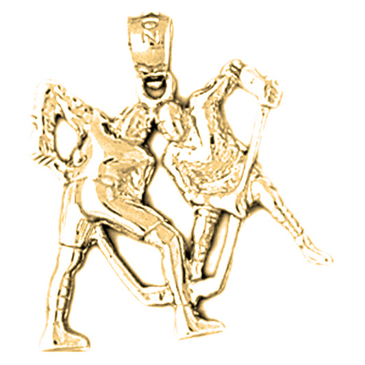 10K, 14K or 18K Gold Hockey Player Pendant