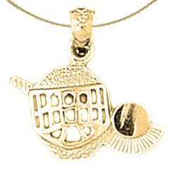 14K or 18K Gold Hockey Mask With Stick And Puck Pendant