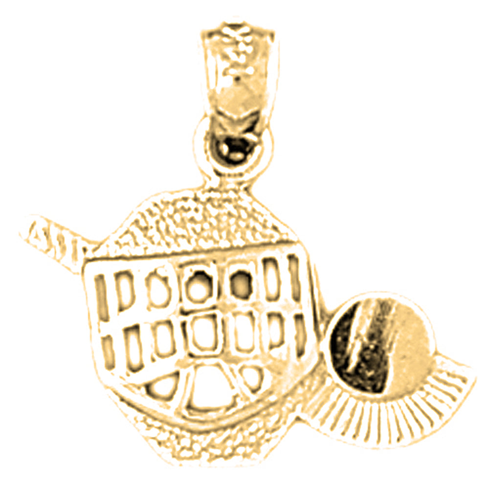 14K or 18K Gold Hockey Mask With Stick And Puck Pendant