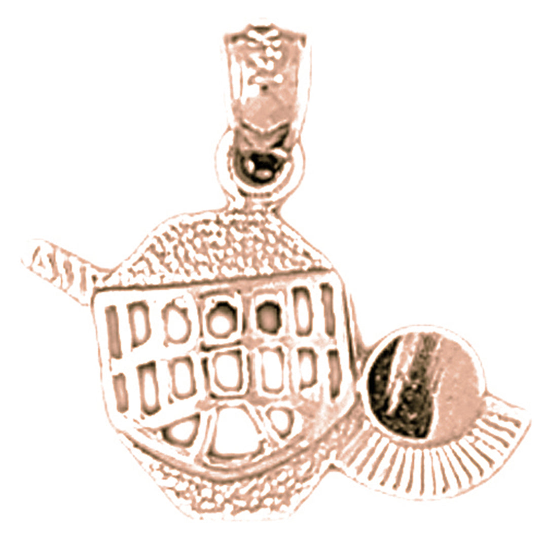 14K or 18K Gold Hockey Mask With Stick And Puck Pendant