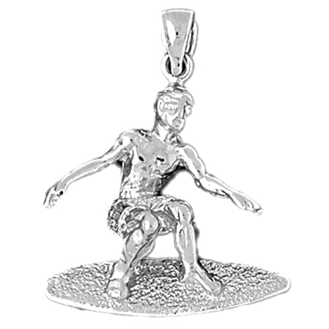 10K, 14K or 18K Gold 3D Surfer Pendant