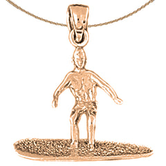 10K, 14K or 18K Gold 3D Surfer Pendant