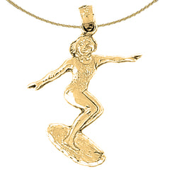 14K or 18K Gold Surfer Pendant