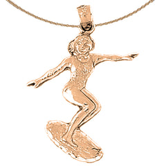 14K or 18K Gold Surfer Pendant