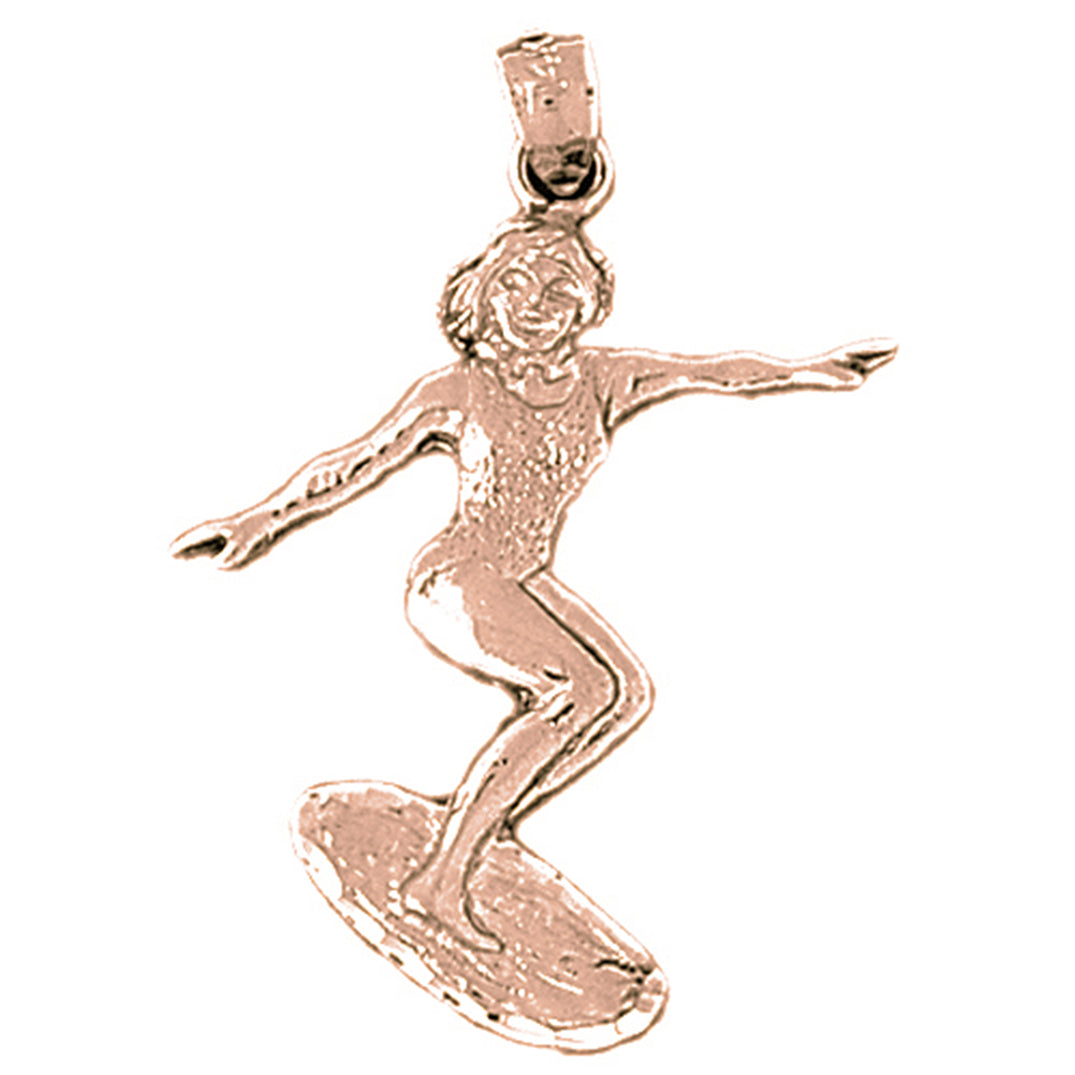 14K or 18K Gold Surfer Pendant