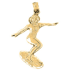 14K or 18K Gold Surfer Pendant