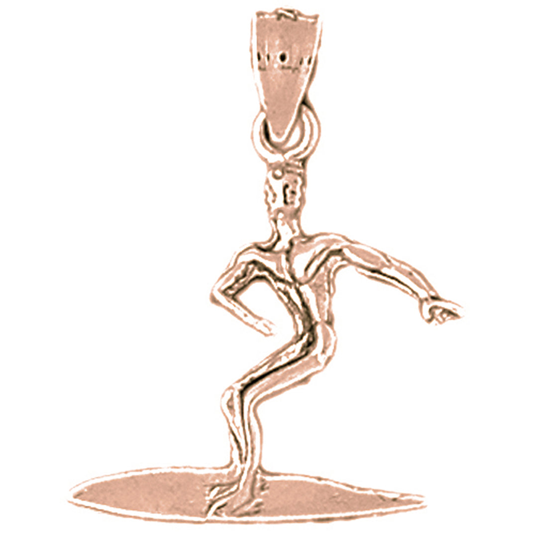 14K or 18K Gold Surfer Pendant