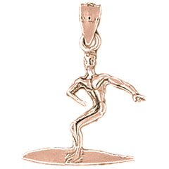 14K or 18K Gold Surfer Pendant