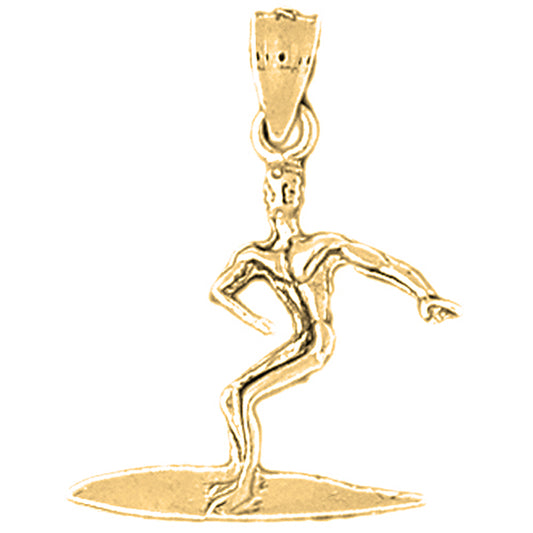 14K or 18K Gold Surfer Pendant