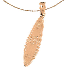 10K, 14K or 18K Gold 3D Surf Board Pendant